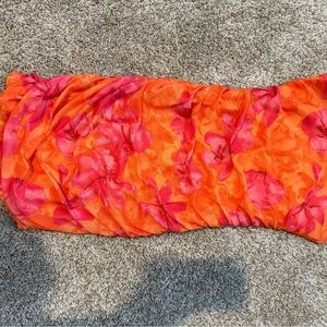 Vibrant Orange and Pink Floral Dress